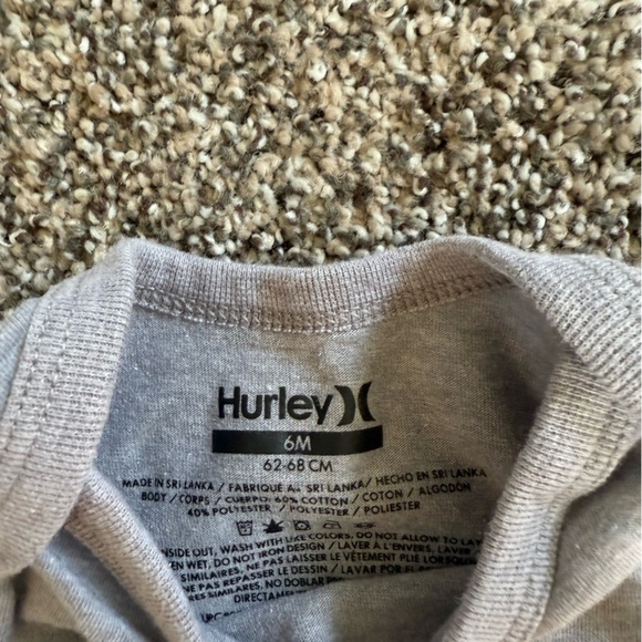 Lot of Hurley Baby Boy Short Sleeve Bodysuit Trio - Gray, Aqua, Peach Size 6mo - Picture 5 of 5